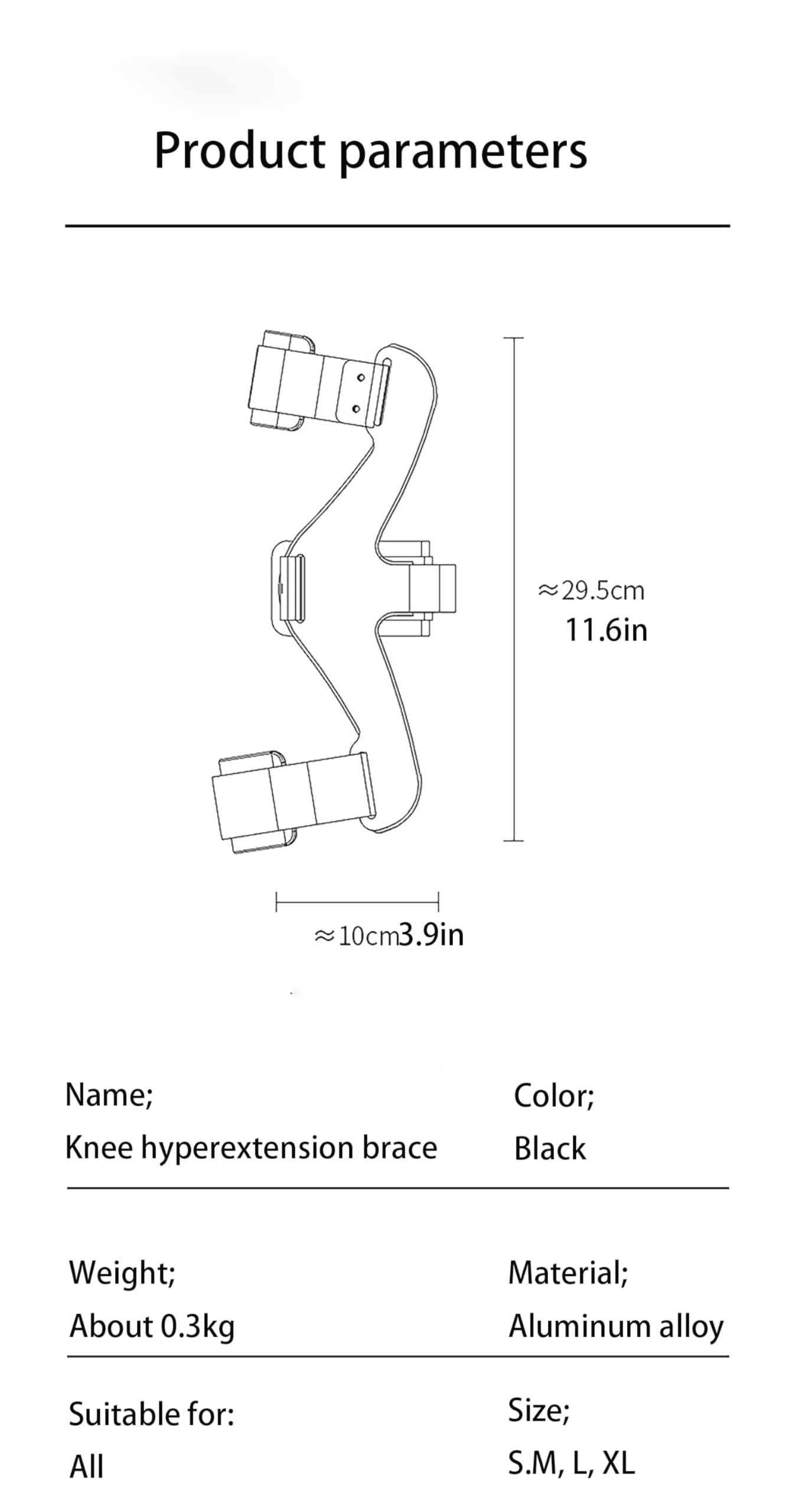 Tutore per Ginocchio iperestensione, immobilizzatore Fisso per Ginocchio con Design antirotazione, ortesi Leggera per iperestensione del Ginocchio e Supporto emiplegico Size S