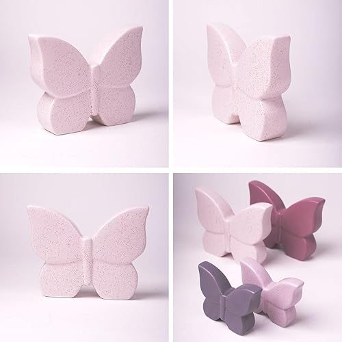 Miniatura 2 de Estatua de decoración de mariposa, estatua de animales, regalos de artes modernas, escultura de cerámica, crema de 6.7 pulgadas