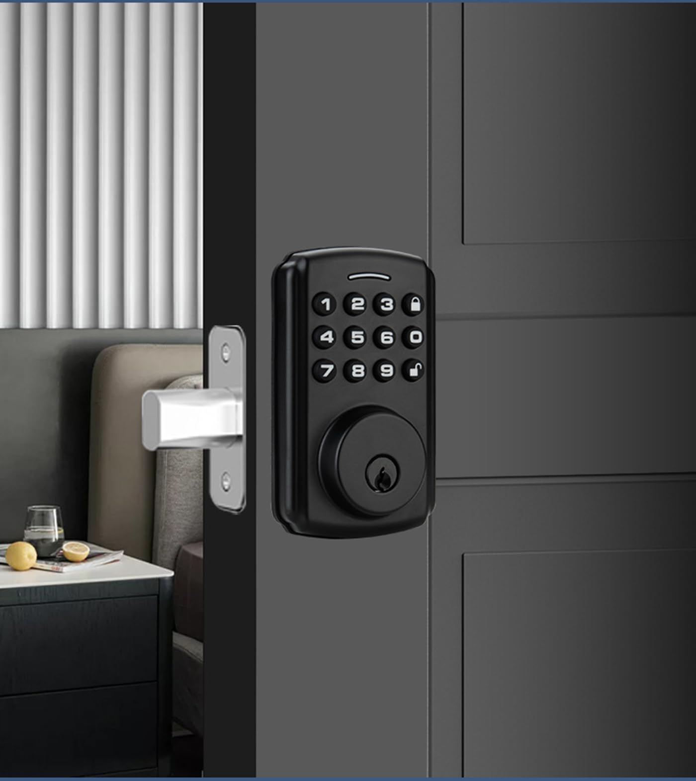 Serrure de porte intelligente, serrure de porte à empreintes digitales, clavier électronique 4 en 1 avec mot de passe Bluetooth, serrure intelligente pour maison, chambre à coucher, hôtel,