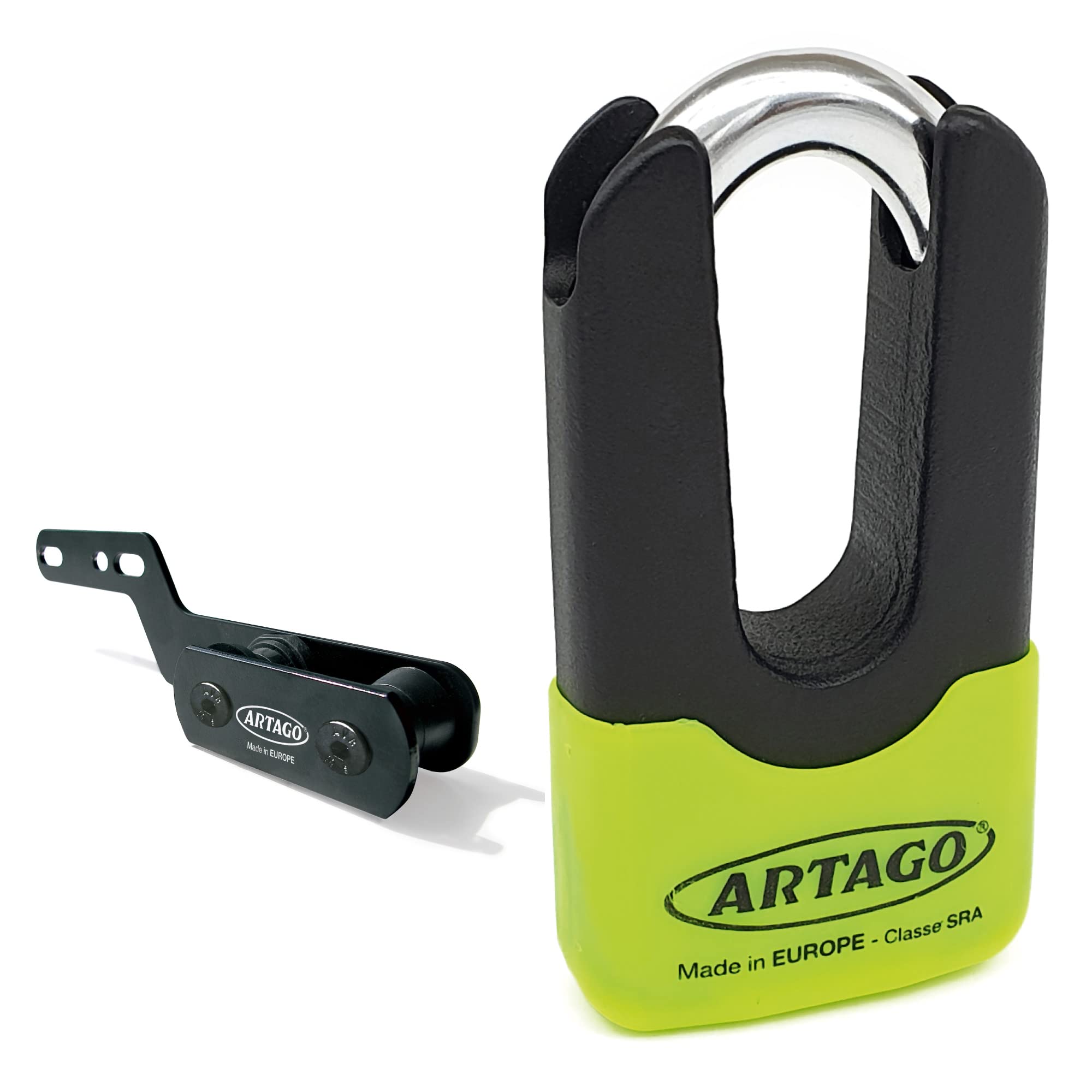 Artago 69X7 Pack Lucchetto Antifurto Bloccadisco ad Alta Sicurezza + Supporto per Honda CB650F e CBR650F, Omologato SRA, Sold Secure Gold, ART4