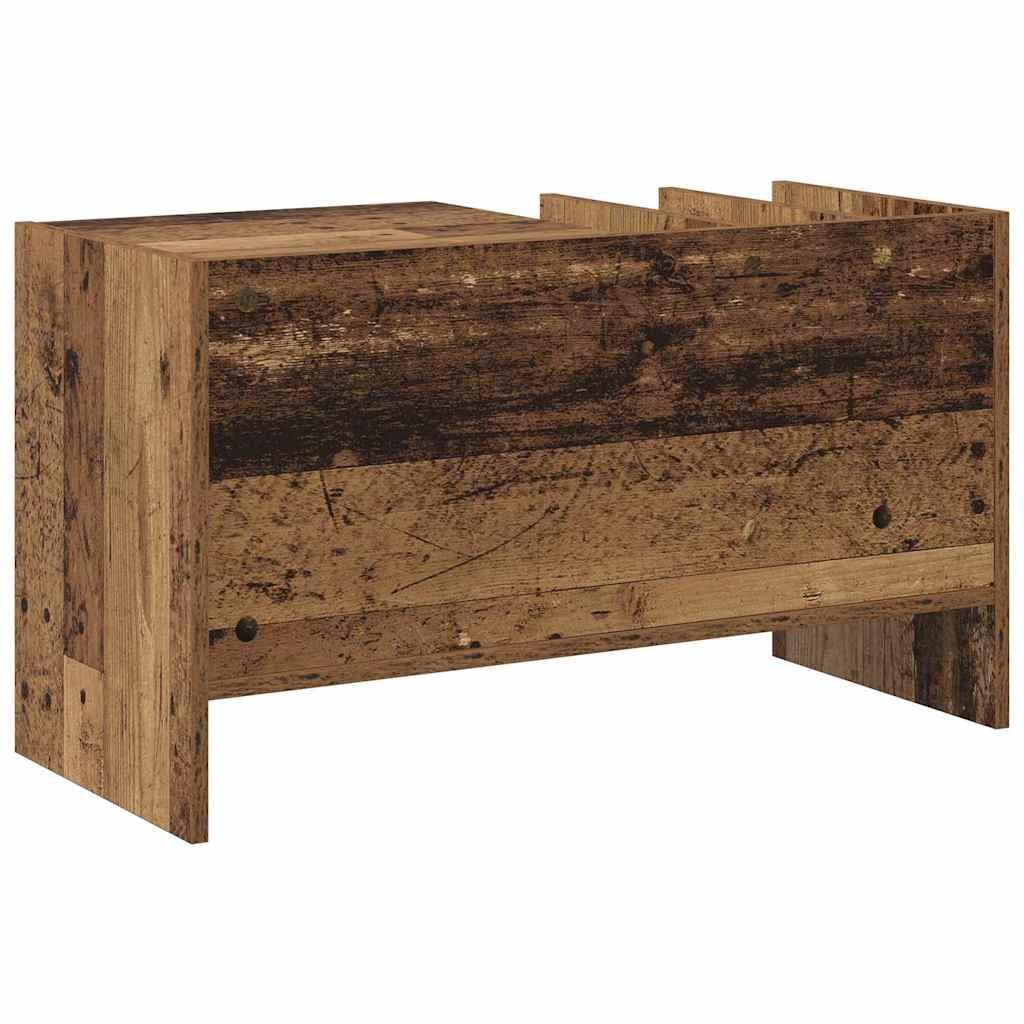 Armadio per dischi in legno anticato, 78,5 x 35 x 45 cm, con 6 ripiani, scaffale versatile per vinile, CD, DVD, HiFi, mobili multimediali, soggiorno, salvaspazio e robusto