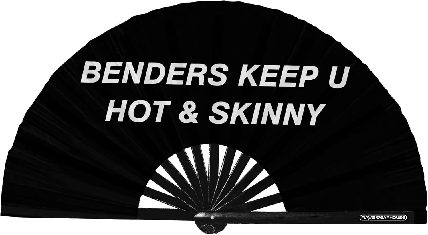 Rave Wearhouse Rave Fan - UV Glow Large Bamboo Folding Hand Fan for Men/Women Fan for EDM, Music Festival,Club,Event,Dance