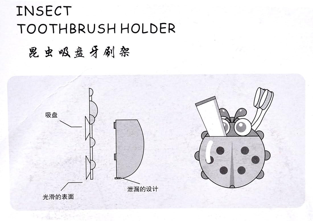 Ruilogod Ladybird Shape Suction Cup Toothbrush Toothpaste Holder Rack Stand Red (id: 332 21a cb8 11c 6e3 image 4
