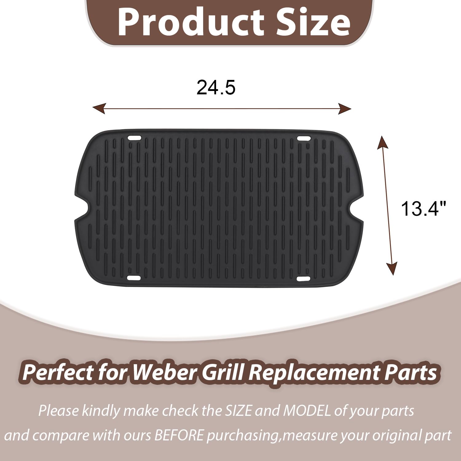 Plancha para Weber Traveler Grill 9010001 9020001 9030001, 7034 Piezas de repuesto de inserto de plancha de hierro fundido para Weber Traveler 9013001 9011701 Accesorios de plancha con bolsa de 5