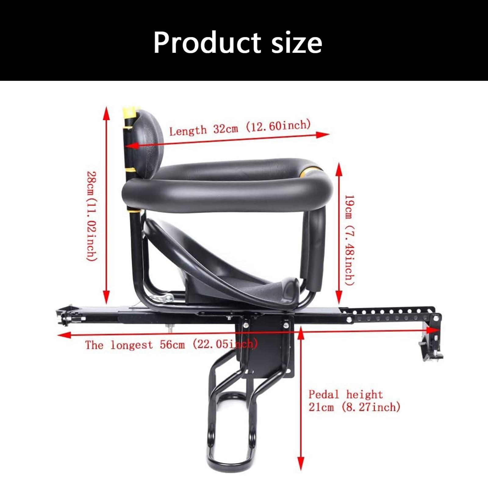 Siège de sécurité pour vélo pour bébé avec cadre en métal,