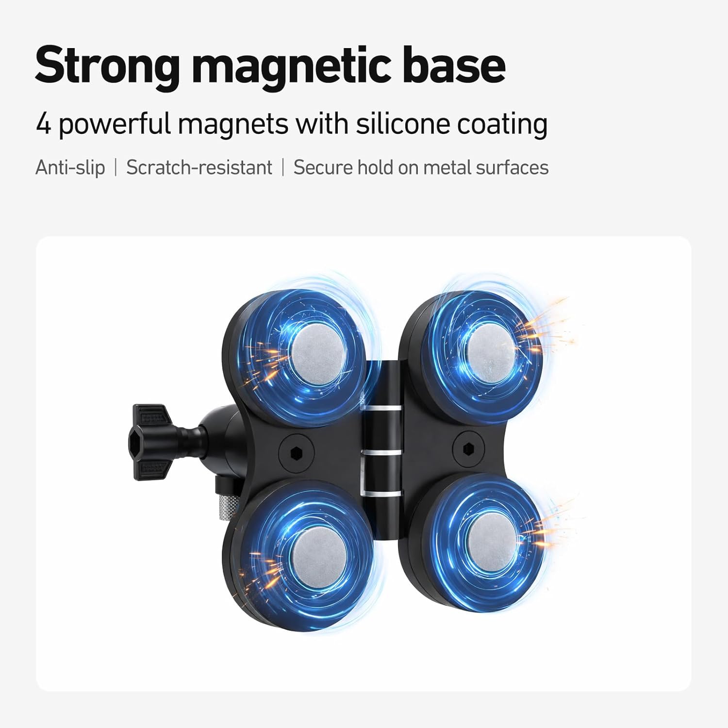 Holicfun 2-in-1 Magnetic Mount for Cameras & Solar Panels - Dual 1/4"-20 Adjustable Brackets, No-Drill Indoor/Outdoor Installation, Compatible with Ring, Blink, Eufy, Arlo, Wyze, and More, Black