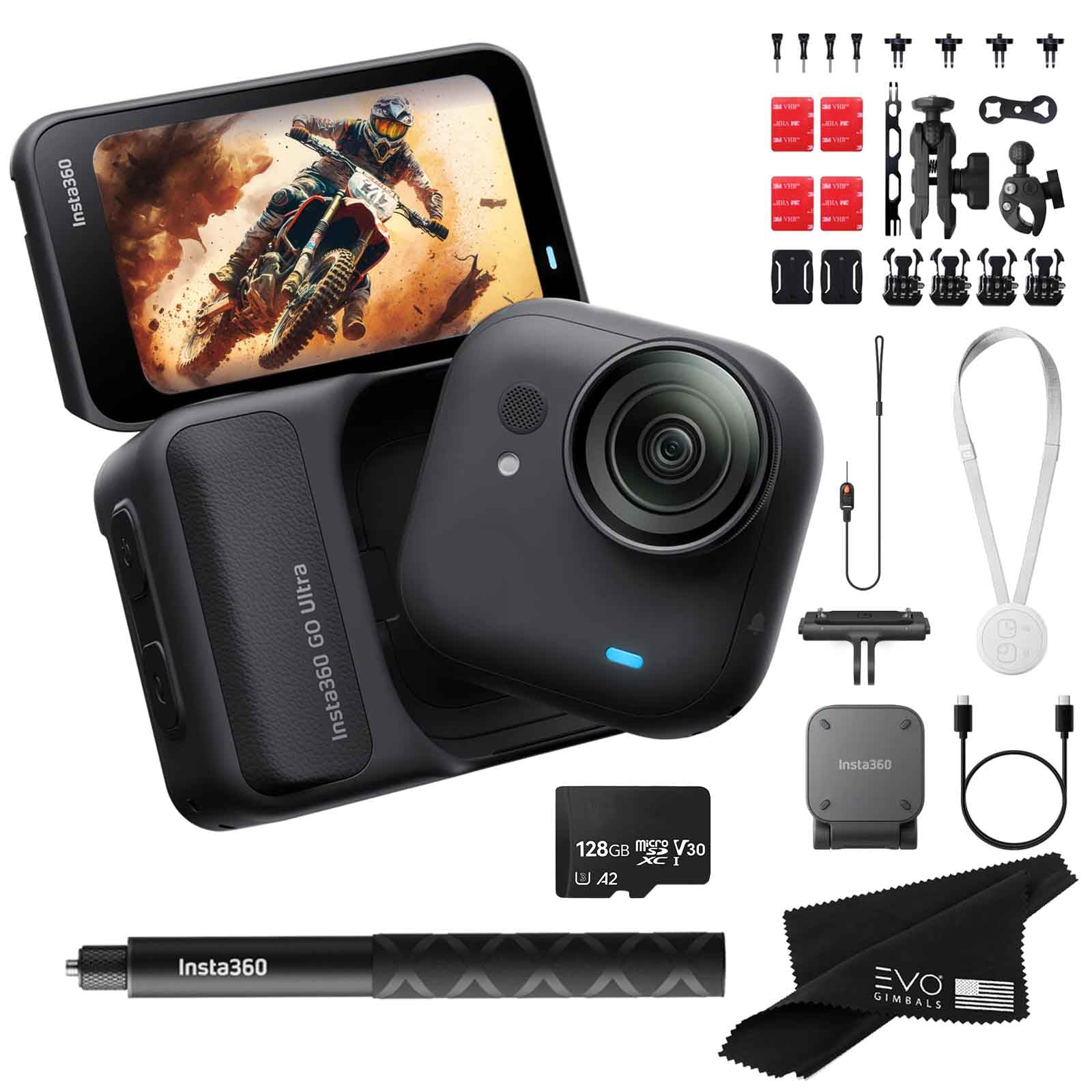 Insta360 GO Ultra Standard Black Motorcycle Bundle- Tiny Mighty Hands-Free 4K Cam, Lightweight, Low Light Excellence| Bundle Includes Selfie Stick, Quick Release Mount, Moto Bundle, 128GB Card-picture-24