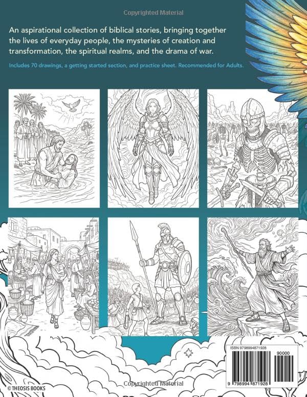 Christian Coloring Book: for Adults Coloring Book of Biblical Stories Faith-Based Relaxation, Warrior Coloring Book, Spiritual, Moses, Jesus, Angels, Biblical Times, Goliath