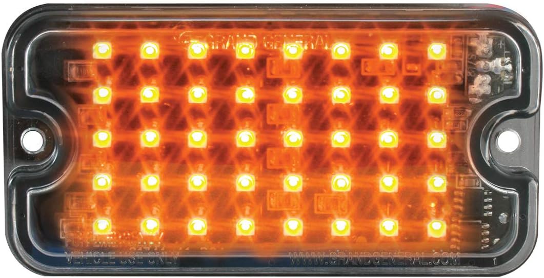 GG Grand General 81746 Amber/Amber LED Light (Small Rectangle Multi-Strobe, 40-s, 8 Flash Patt.)