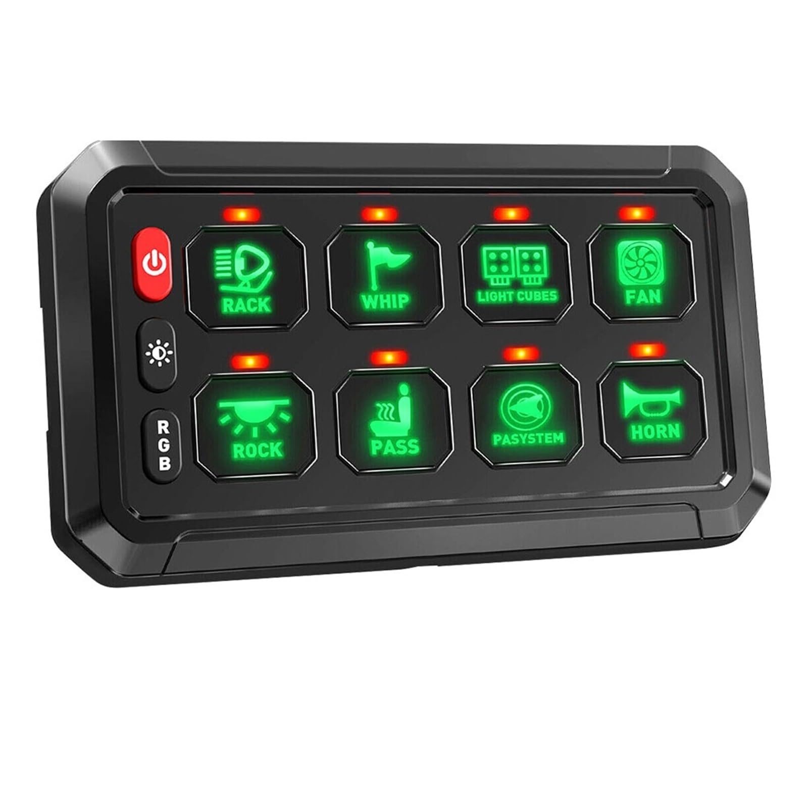 Scheibenwischerschalter Fit Für Autos Lkw Boot UTV 4X4 4WD 12/8 Gang Schalter Panel RGB Led Arbeit Licht DIY Bar box Controller(8 Gang)