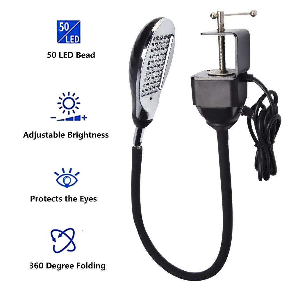 Lámpara LED de Escritorio con Cuello Flexible, 8W, 50 Perlas LED, para Mesa de Trabajo, Máquina de Coser, con Enchufe UE