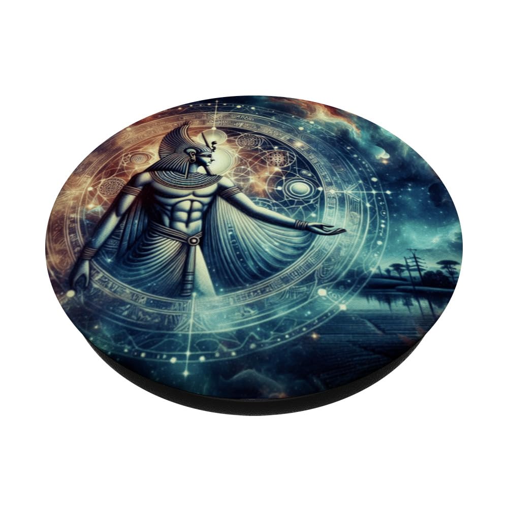 God Of Sun Ra Cool Egyptian Pantheon Nerd Geek Stuff Graphic PopSockets Swappable PopGrip, Black - Image 2