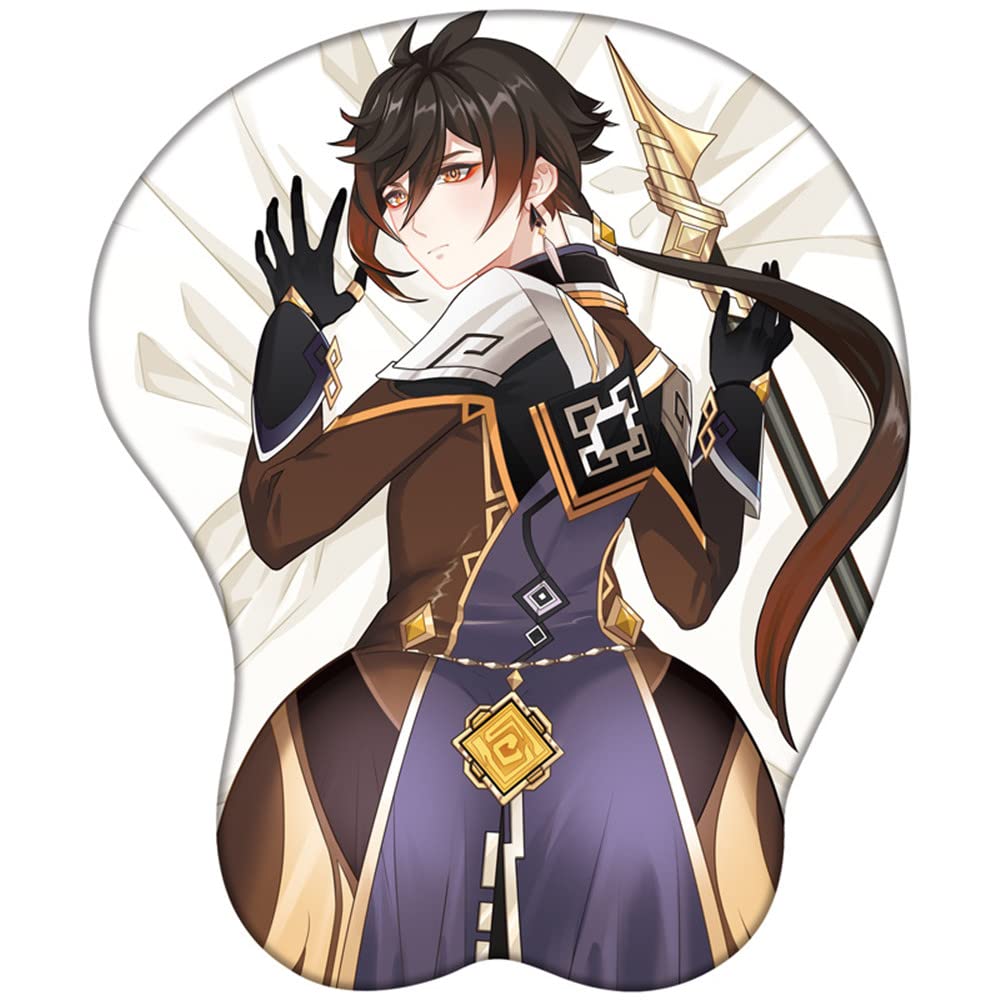 Genshin-Impact Zhongli Mouse Pad,3D Zhongli Mousepad Wrist Rest Silicone Cushion Nonslip Pain Relief Mousepads Otaku Cosplay Gift