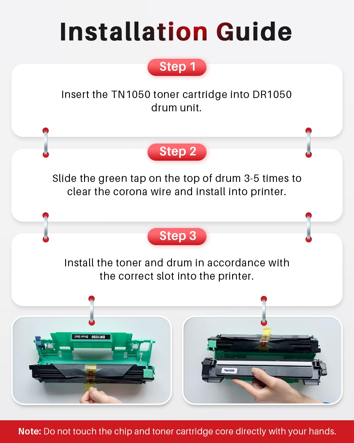 DR-1050 Tamburo Compatibile per Brother DR1050 Tamburo TN-1050 Toner per MFC-1910W DCP-1612W DCP-1610W DCP-1510 MFC-1810 HL-1110 HL-1210W DCP-1512 HL-1212W HL-1112 (1 Confezione)
