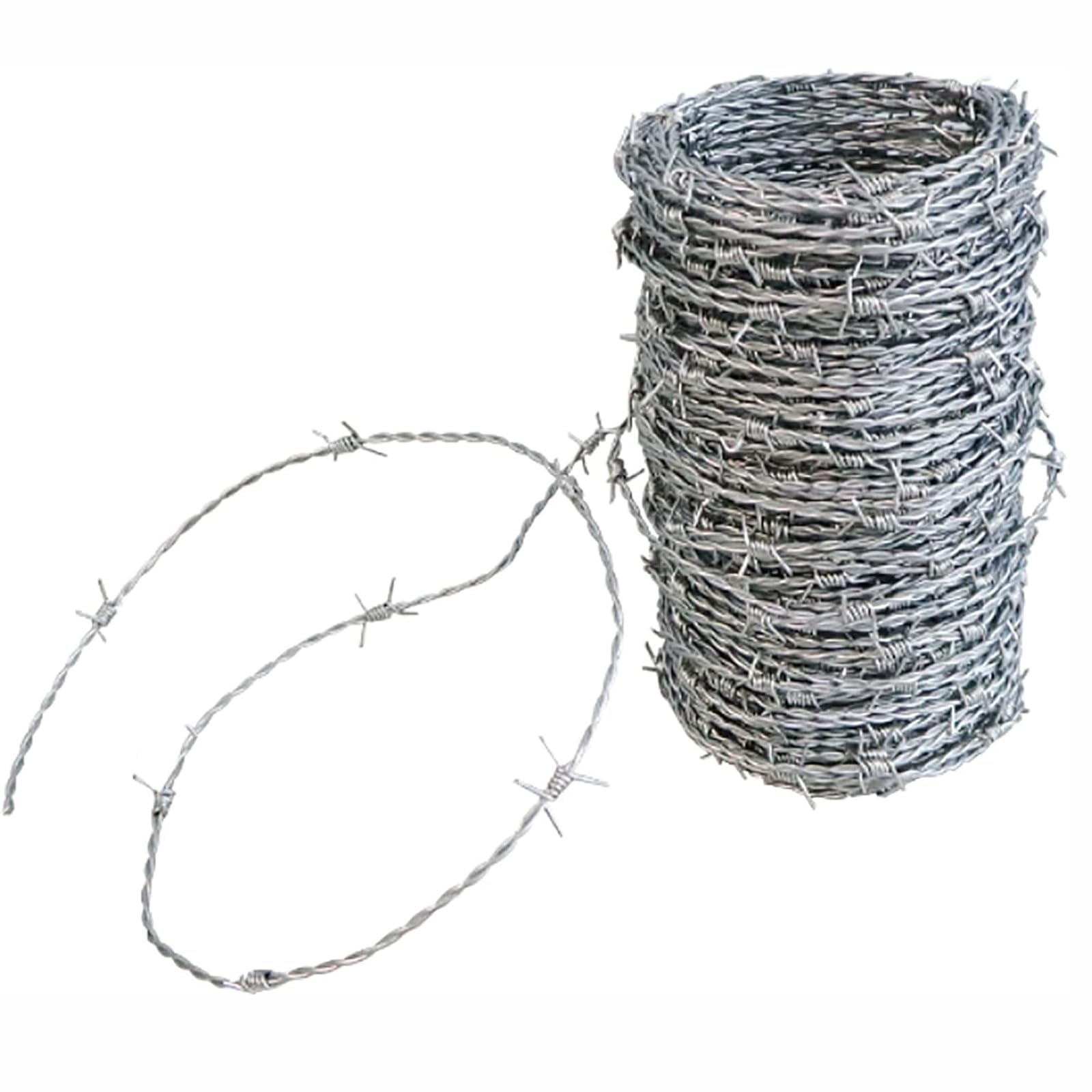 Rollo de Alambre de Púas Galvanizado - Alambre Espino 4 Puntas Anti-Escalada - Fuerte y Flexible para Valla Jardín, Balcón y Seguridad Residencial,2.5mm,100m(328ft)