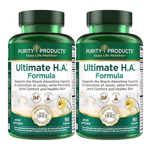 Purity Products Ultimate H.A. Formula - Clinically Studied BioCell Collagen - Dynamic Hyaluronic Acid Support for The Joints and Skin - 90 Count per Bottle (2 Bottles) - from