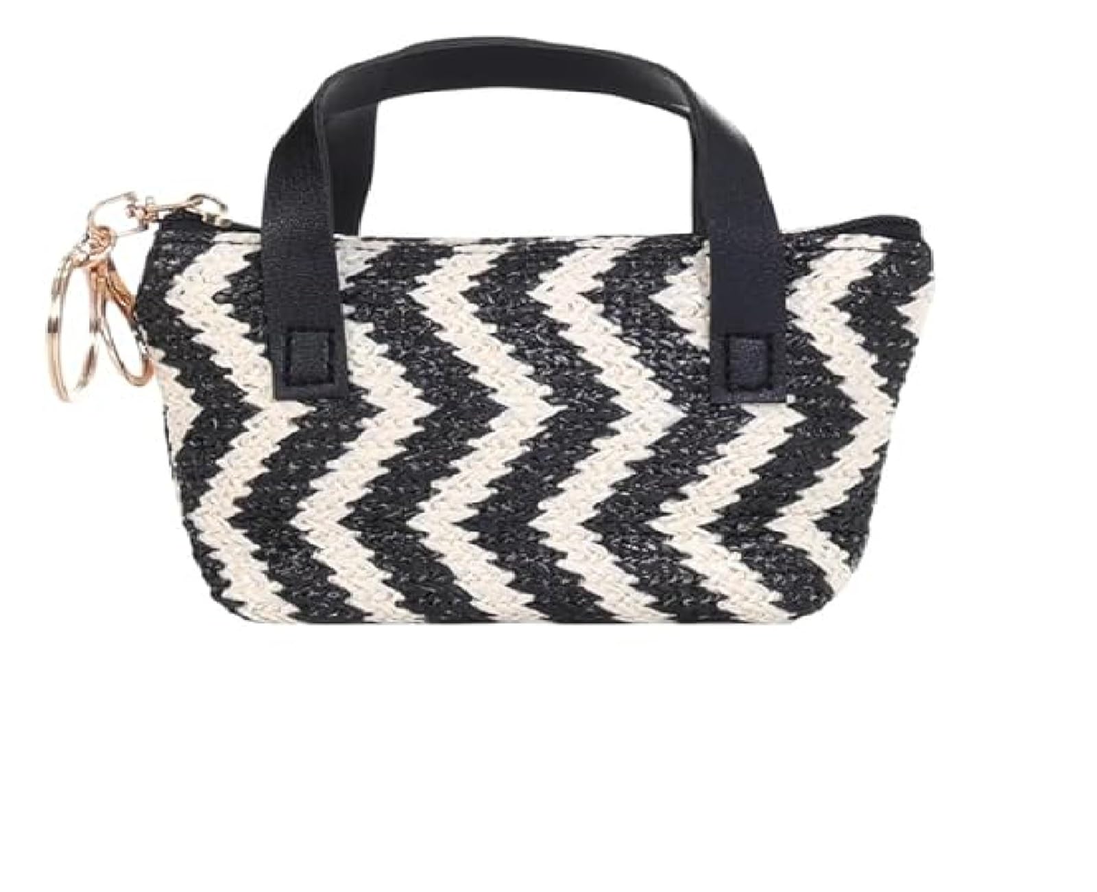 Eco-Friendly Jute Coin Pouch Small | Handcrafted Mini Zipper Pouch with Handle | Daily Essentials Organizer Color-Black and White-image-26