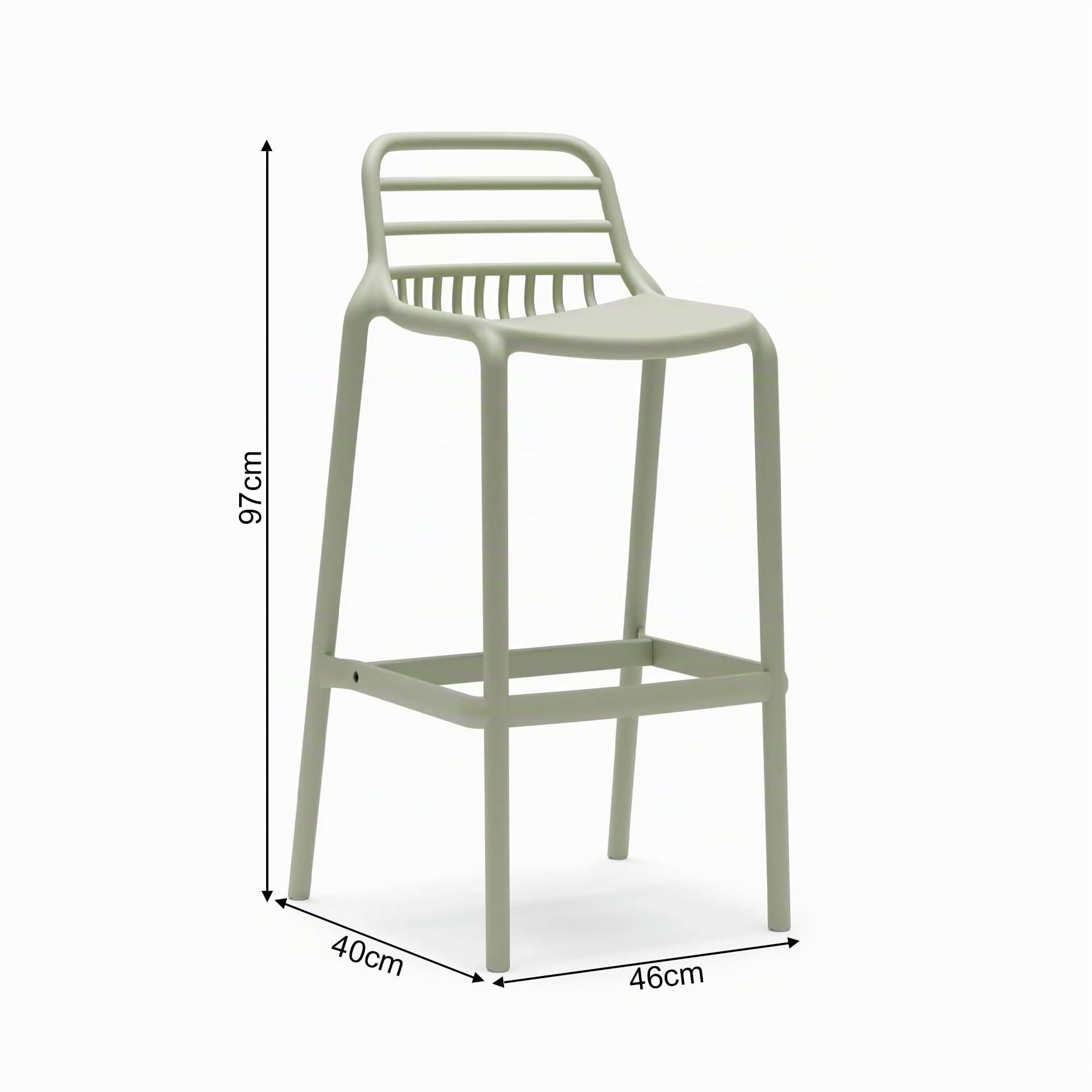 Rebecca Mobili Set 2 Sgabelli Alti da Bar, Sgabelli da Cucina, Verde Chiaro, Polipropilene, con Poggiapiedi, Design Moderno - Misure HxLxP: 97 x 46 x 40 cm - Art. RE7195
