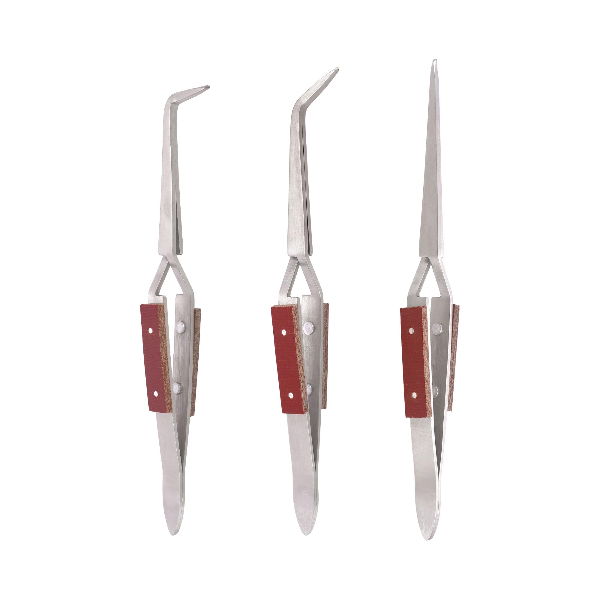 3pcs Soldering Tweezers Set Jewelry welding tweezers Cross Lock Tweezers for Jewelry Making 45° & Straight + 90° Angled Solder Tweezers
