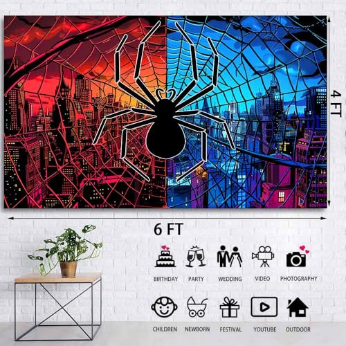 Fondo psicodélico oscuro araña 6x4FT para fiestas miniatura 2