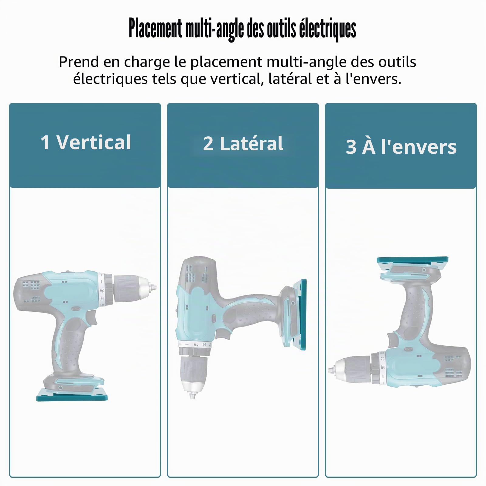 APACALI 12 Pièce Porte Outils Mural pour Makita 18 V, Support de Batterie pour Makita 18 V avec 48 Vis, Support de Machine pour Outils de perçage, bleu, 14,4-18 V