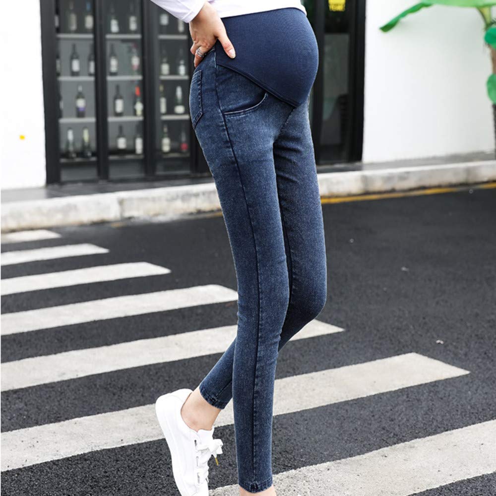 Super Elastisch Umstandsjeans, Denim Leggings für Schwangerschaft Damen Schwangerschaftsjeans Slim Umstands-Jeans Jeggins, Lange Hose für Damen, Umstandsmode, Hoher Bund