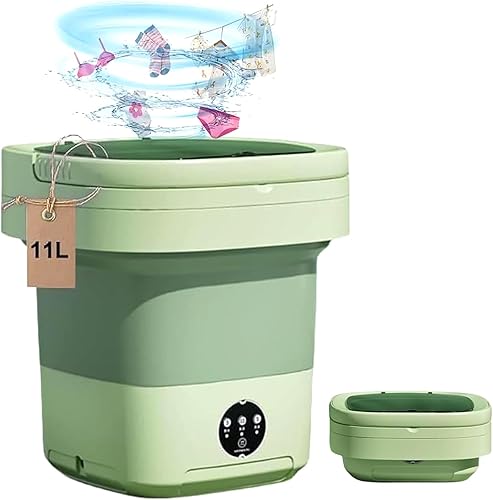 Mini lavadora plegable portátil de 11 litros, lavadora plegable de gran capacidad, mini lavadora con cesta de drenaje, limpieza profunda de ropa