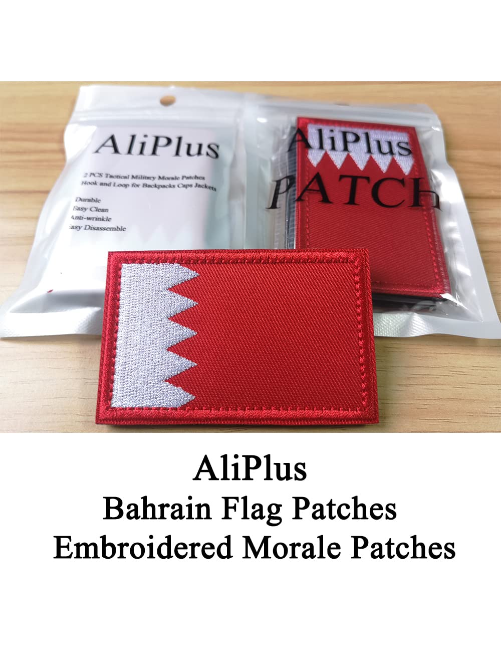 2 parches de la bandera de Bahrein de AliPlus bordado táctico militar moral parche apliques cierre gancho y bucle