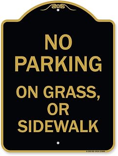 SignMission Designer Series Sign - No Parking on Grass or Sidewalk Parking Sign | Black & Gold 18" X 24" Heavy-Gauge Aluminum Architectural Sign | Protect Your Business | Made in The USA