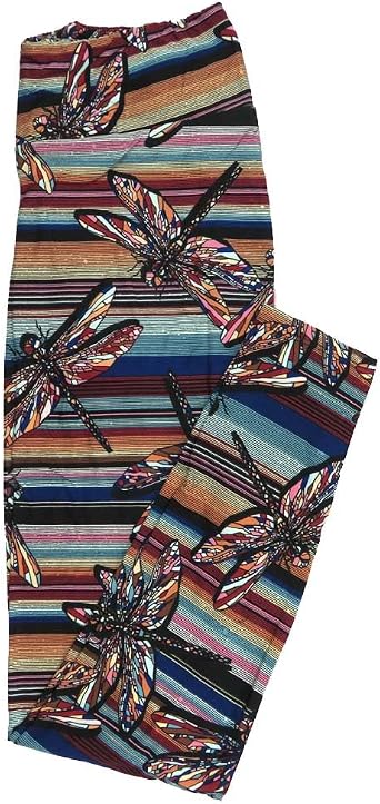 بنطال Lularoe Tall Curvy TC يناسب المقاسات من 12 إلى 18، بنطال ضيق ناعم للكبار من Crystal Dragonflies Stripe Buttery 7528-A8 متعدد الألوان