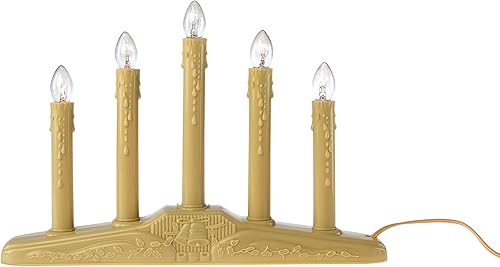 Creative Hobbies Candolier - Lámpara eléctrica de vela de Navidad para interiores, plástico marfil con bombillas incandescentes C7 transparentes