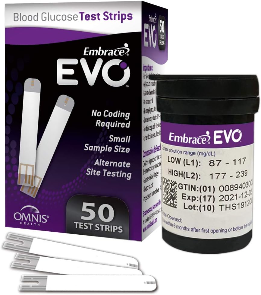 Embrace EVO Blood Glucose Test Strips 50ct Vial Health