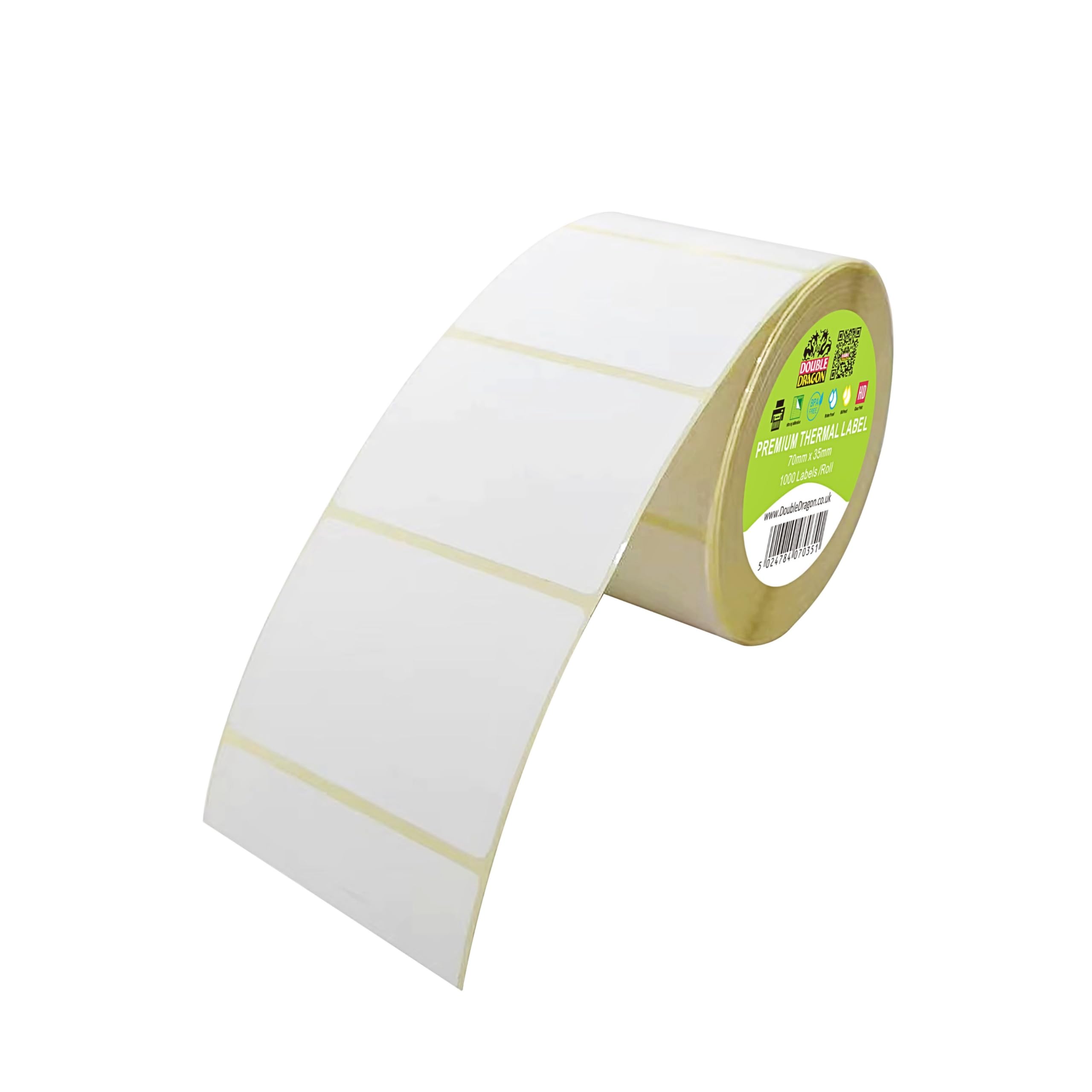 1000 etykiet na receptę apteczną, 70 x 35 mm, powlekane bezpośrednio etykiety termiczne premium, rdzeń 25 mm, do zebry, MUNBYN, Rollo, TSC, Toshiba, drukarki Citizen, GK420D, ZD420, ZD220, 70 x 36 mm