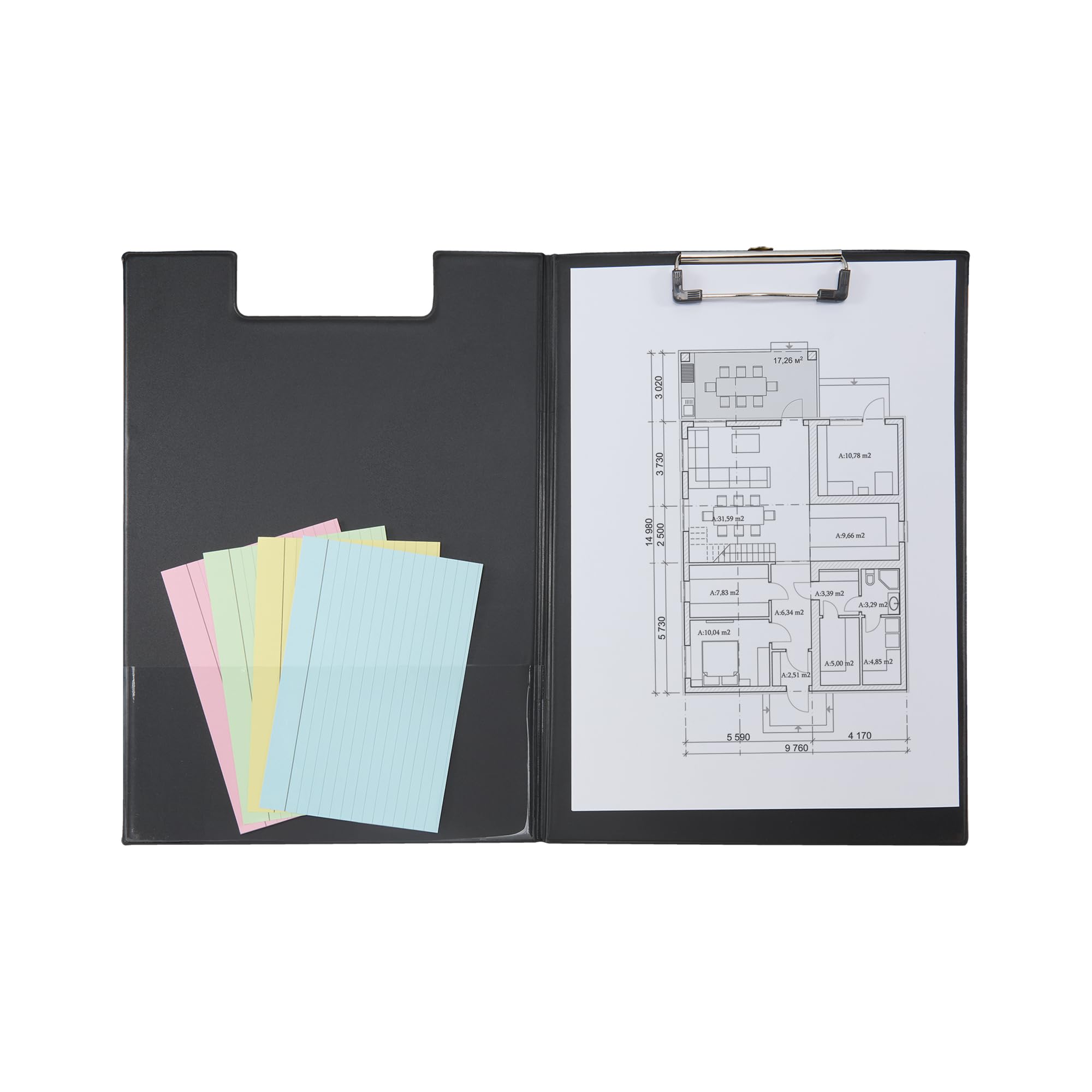 Idena 90294 - Cartella per appunti per DIN A4, 12 pezzi, formato verticale, cartellina rivestita in PVC nero, con copertina
