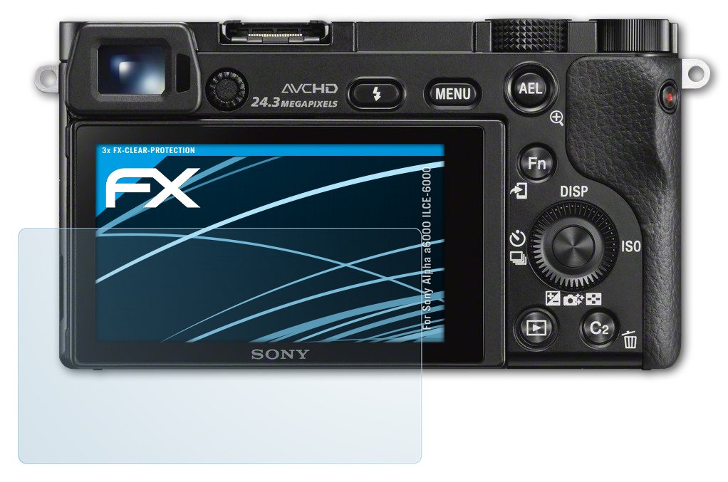 atFoliX Screen Protection Film compatible with Sony Alpha a6000 ILCE-6000 Screen Protector, ultra-clear FX Protective Film (3X)