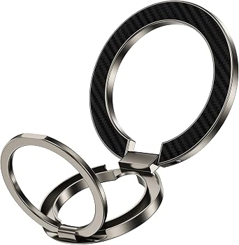 Smartphone Ring, Double-Sided Magnet, Magsafe Ring, Supports Wireless Charging, Smartphone Stand, Magnet, 1 Magnet Safe Seal, Strong Adhesion, Magnetic Strengthening, Foldable, Aluminum Alloy, 360 Degree Rotation, Easy to Put On and Take Off, Compatible with All iPhone 17 16 15 14 13 12 Series and Android Models, 1 Gun Gray