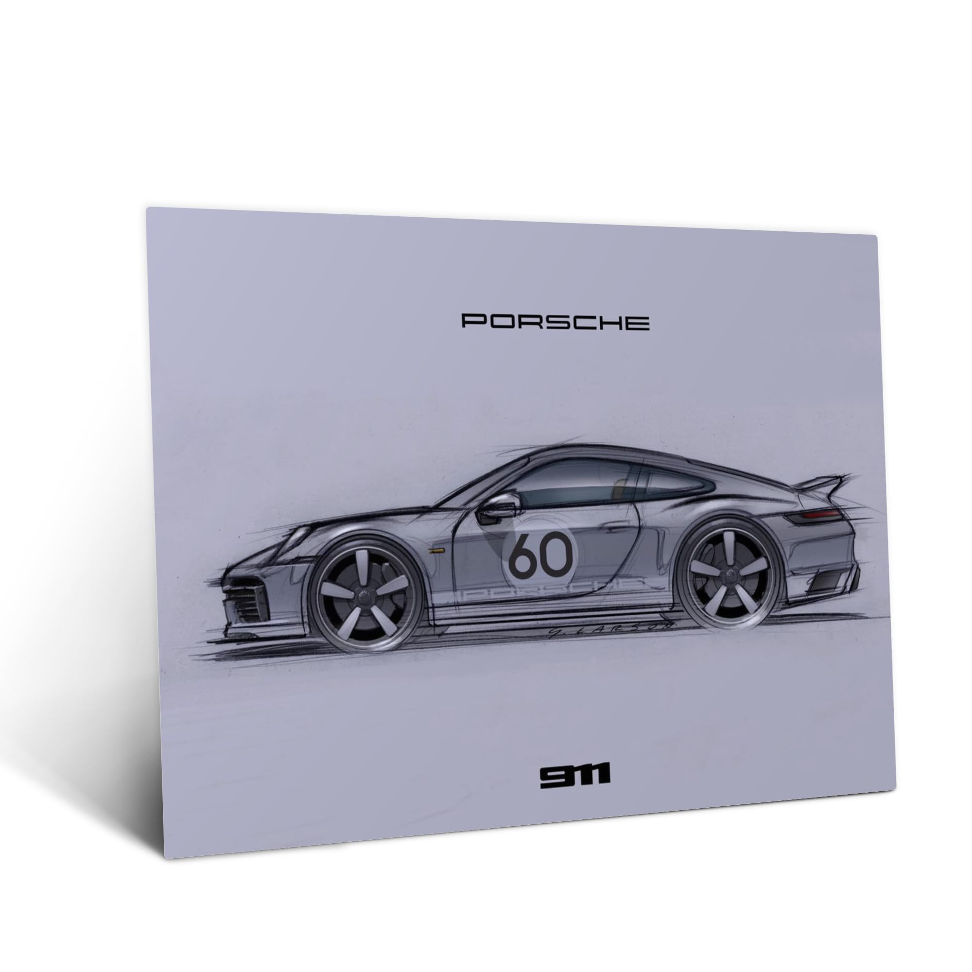 Displate Metall poster Porsche 911 Sketch Größe M | Bild Plakate für Schlafzimmer Dekor, Geschenke. Magnetische Befestigung Wandposter, Wanddeko. Metall Wandkunst.