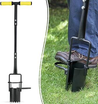 Colwelt Bulb Planter Tool Long Handle, Serrated Base Gardening Bulb Transplanter with Soft Grip, Heavy Duty Long Handled Bulb Planter Sod Plugger for Digging Holes to Plant Tulips, Iris, Daffodils