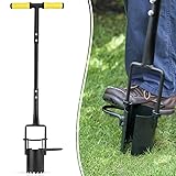 Colwelt Bulb Planter Tool Long Handle, Serrated Base Gardening Bulb Transplanter with Soft Grip, Heavy Duty Long Handled Bulb Planter Sod Plugger for Digging Holes to Plant Tulips, Iris, Daffodils