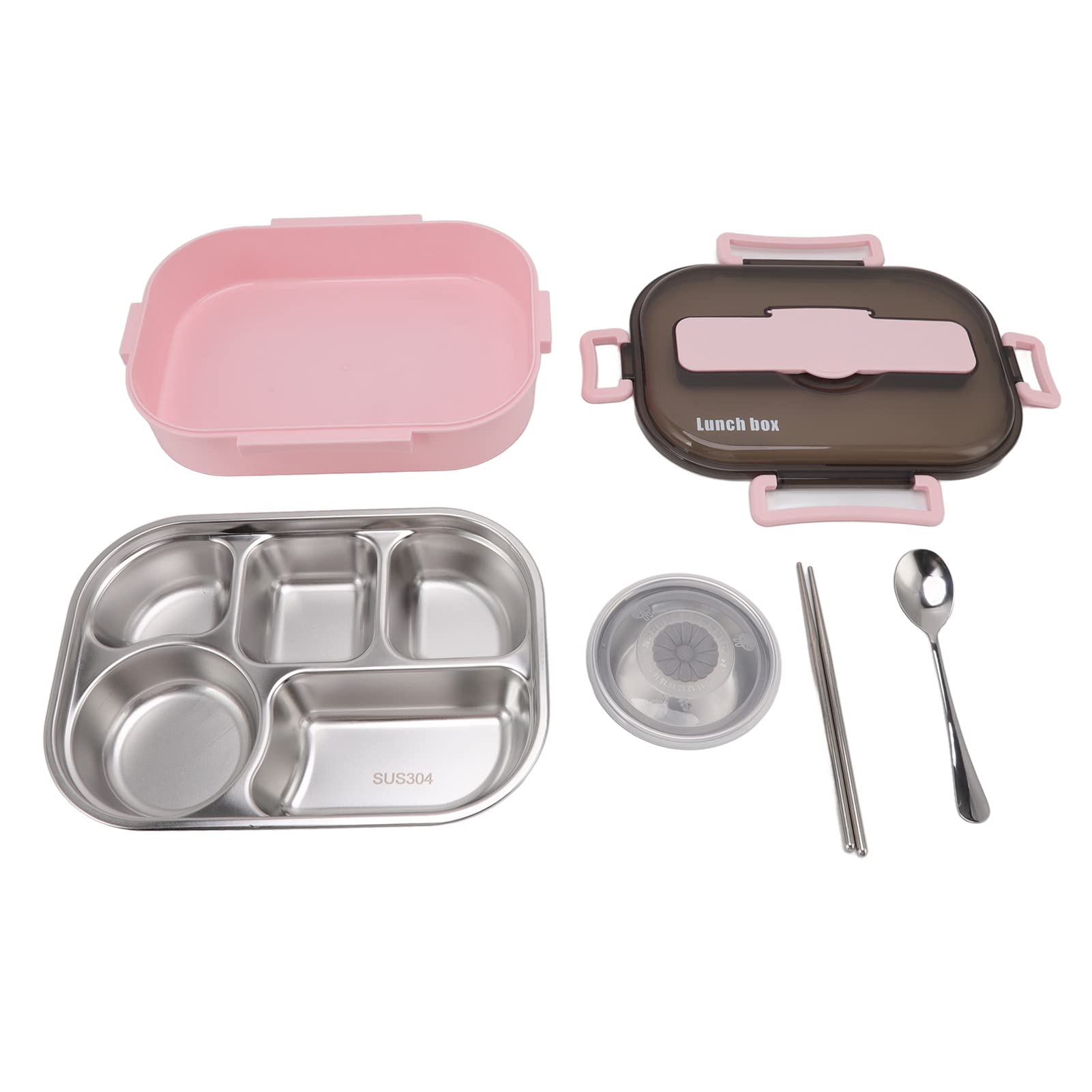Stainless Steel Thermal Lunch Box, Stainless Steel Sealed Lunch Box with Spoon, Thermal Lunch Box, Portable Insulated Food Lunch Container, Thermal Insulated Bento Lunch Container(Pink)