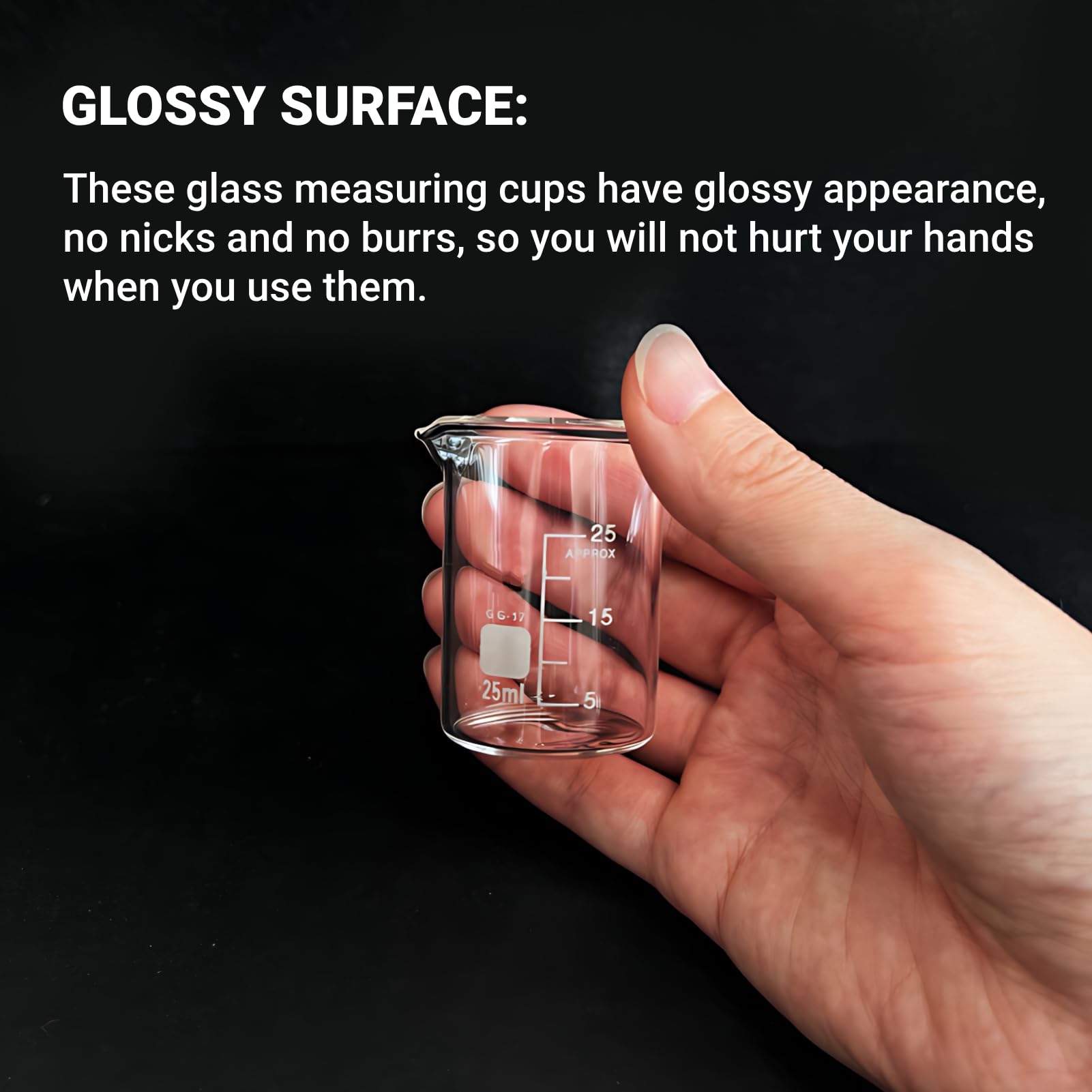 10 Stück Becherglas 25 ml Glas Messbecher 25ml Abgestufter Messbecher Borosilikatglas Becher für Wissenschaftliche Experimente in der Schule Labor
