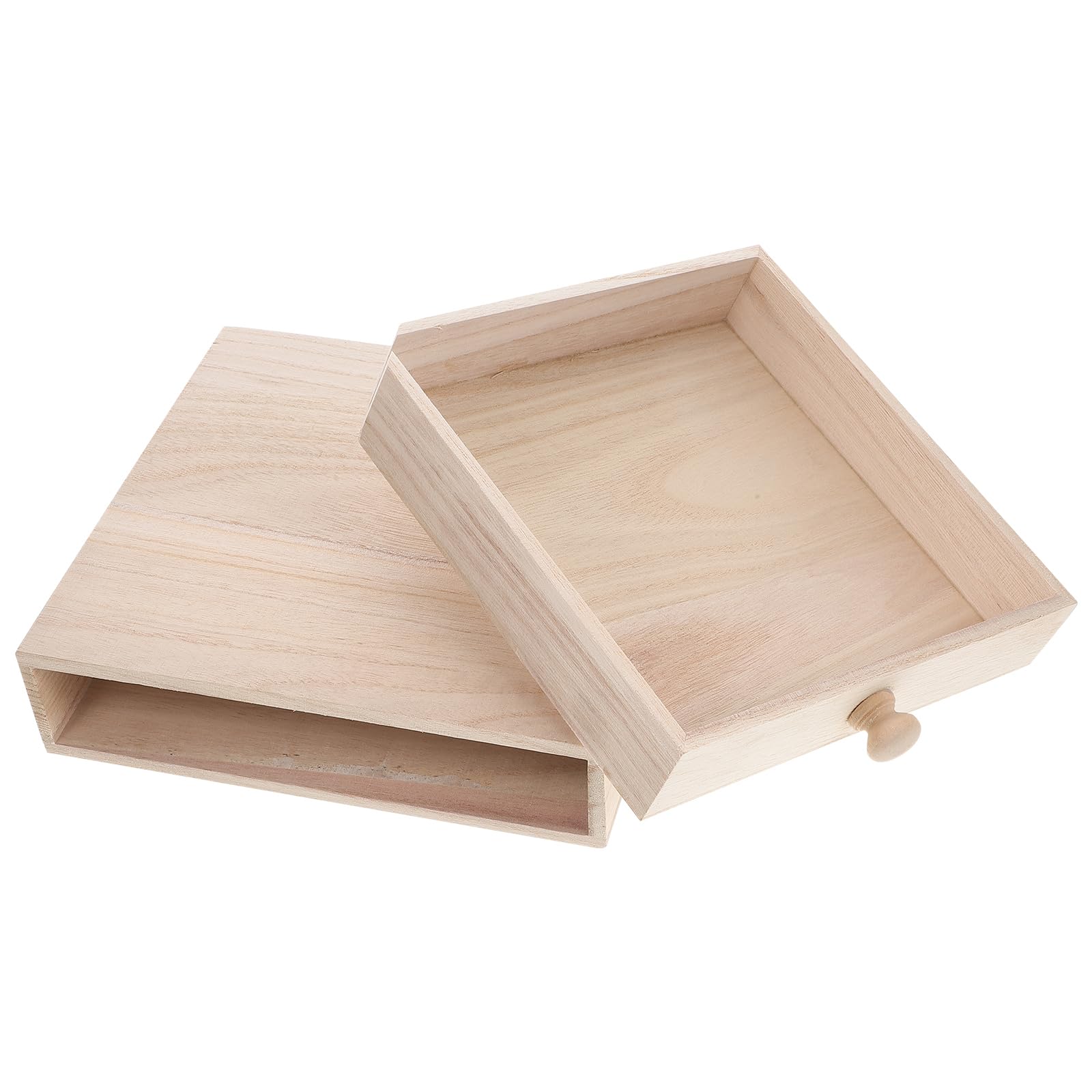 Alipis Schubladenbox Holz Unvollendete Holzbox Mit 1 Schublade 8.66 X 8.86 X 2.17 Zoll Für Tee Aufbewahrung Holz Organizer Für Küche Büro DIY Geschenkbox