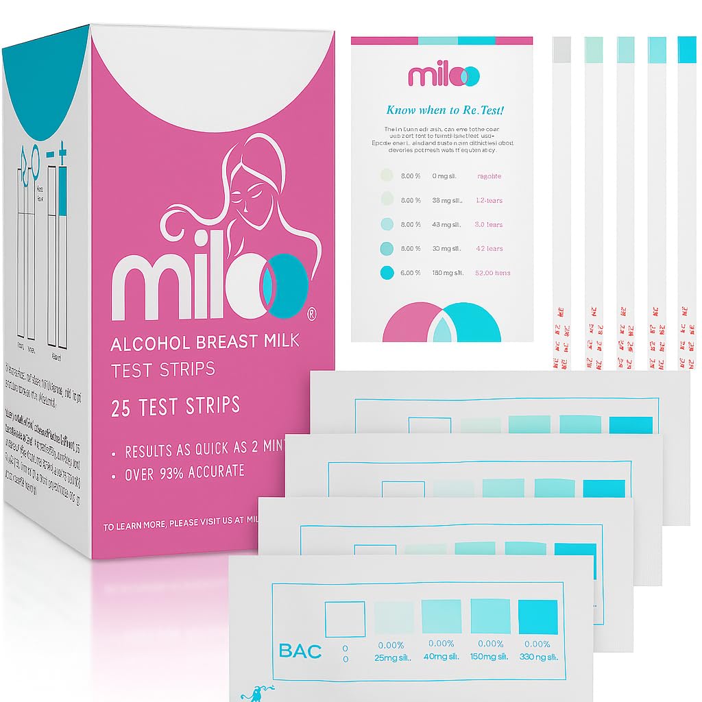Miloo La leche materna prueba de alcohol tiras para las madres lactantes 25 Tiras-Rápida de Resultados Las pruebas de la leche materna fiables para la presencia de alcohol