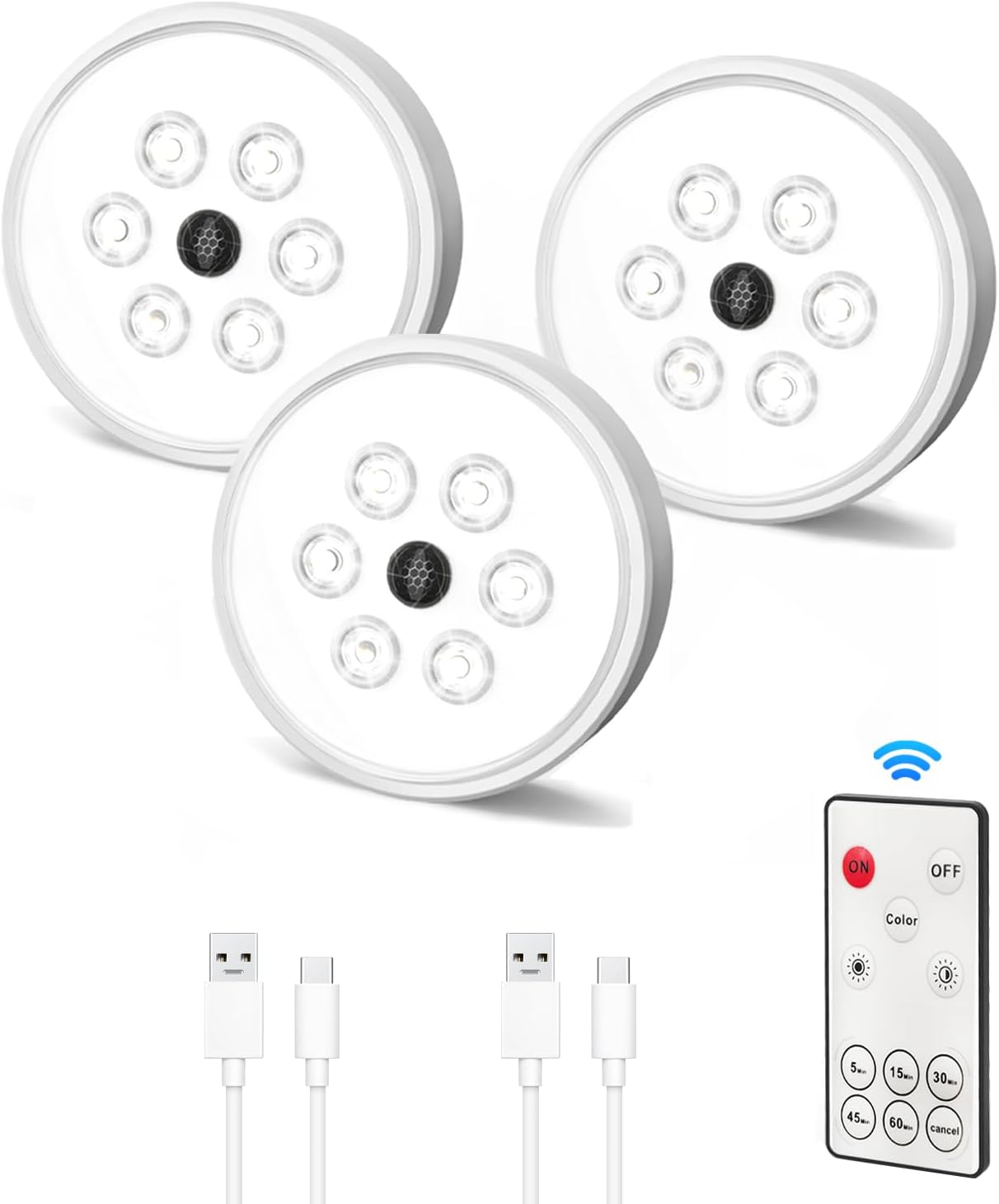 LED Puck Lights with Remote Control, Wireless Motion Sensor Under