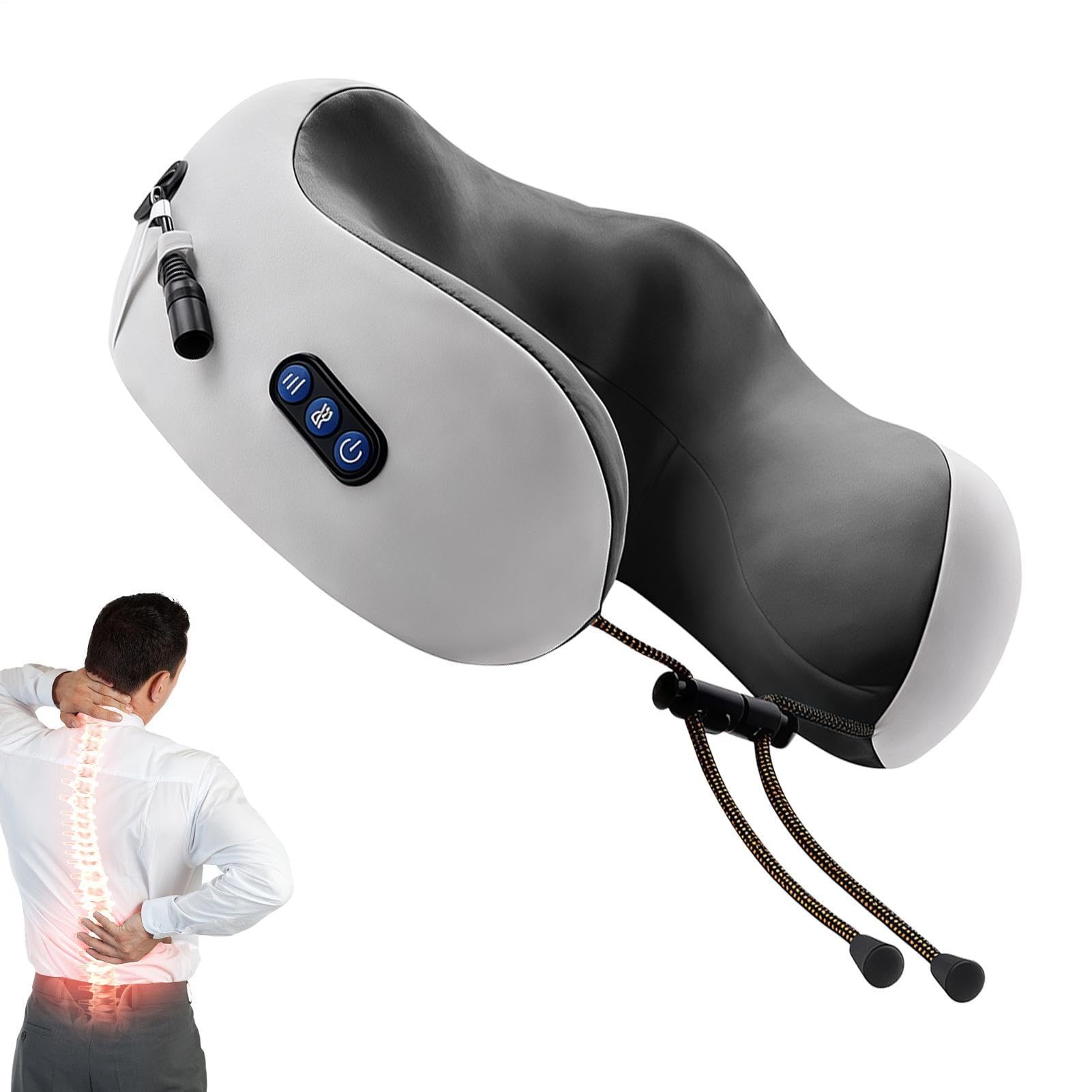 Générique Nackenmassagekissen | 3 Heizstufen, elektrisch, wiederaufladbar, leise, Reisekissen für den Nacken | zum Anschauen von TV, Reise, Pause, Sitzen, Bett, Sofa, Büro, Zuhause