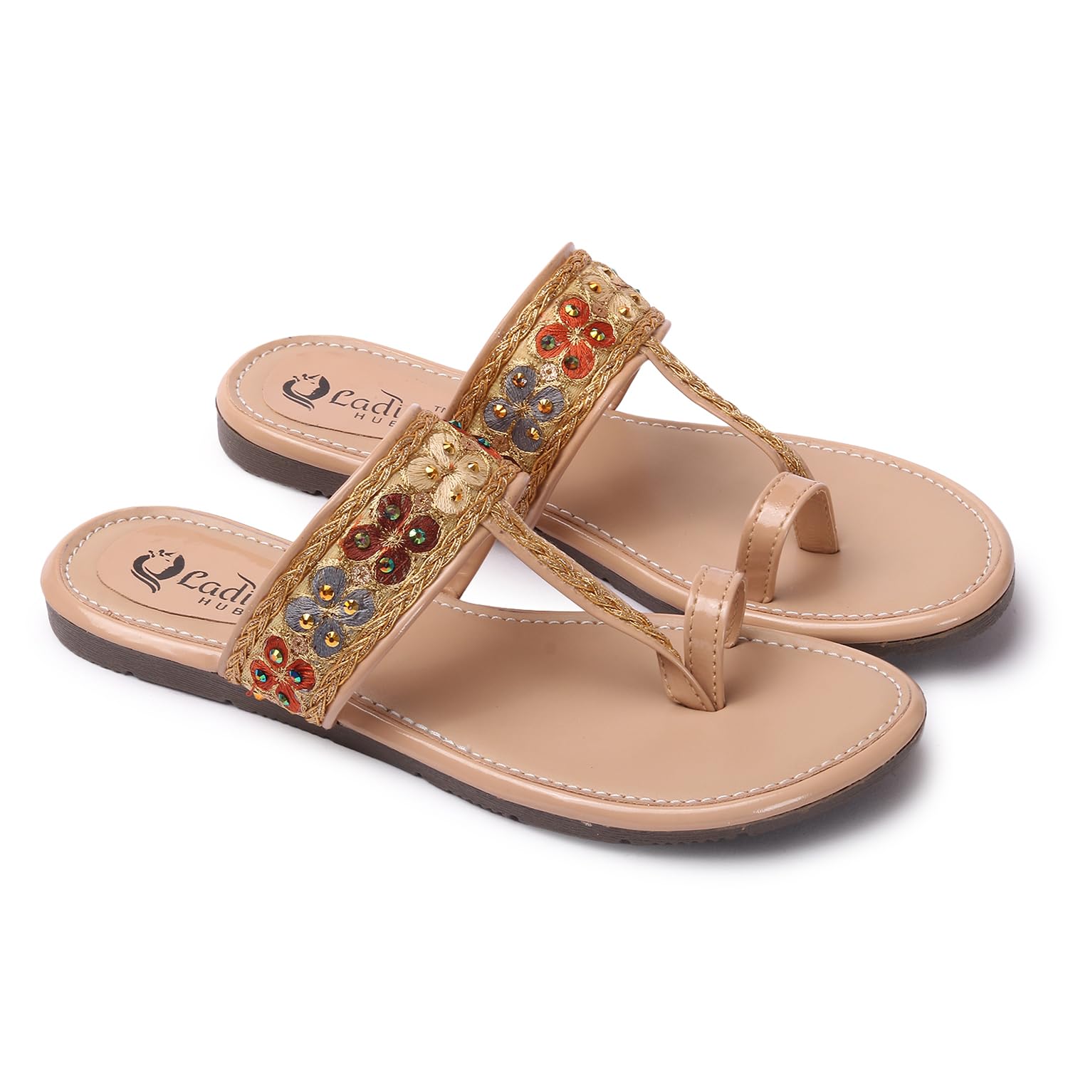 Ladies Hub Flat Fashion Sandals & Fancy Slippers for Women and Girls, Beige - 7UK (B09THGRM85) Amazon Price History, Amazon Price Tracker