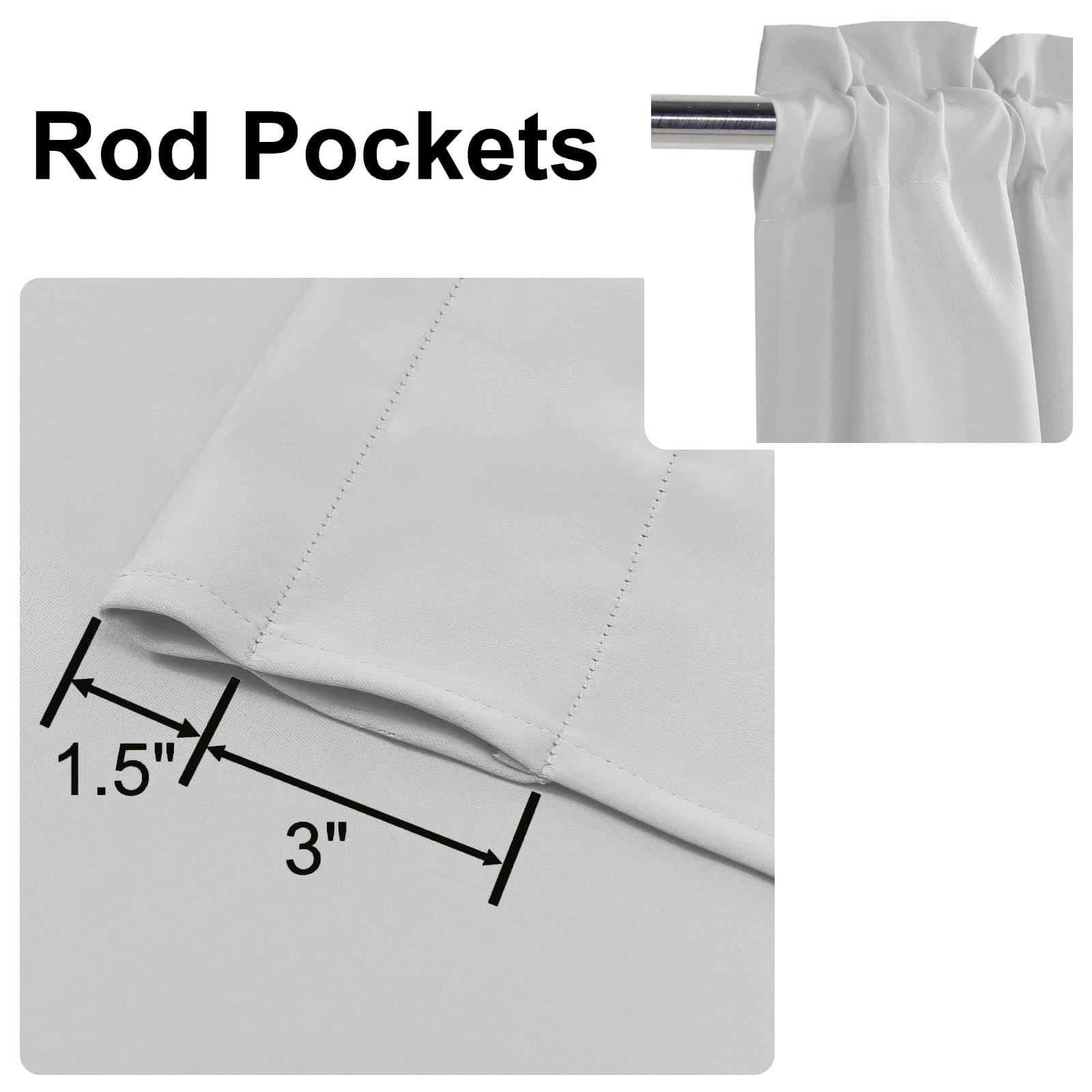 XWZO Cortinas opacas, cortinas de cocina, visillos cortos, para ventanas pequeñas, caravanas, 90 cm x 91 cm, gris y blanco por panel, juego de 2 unidades