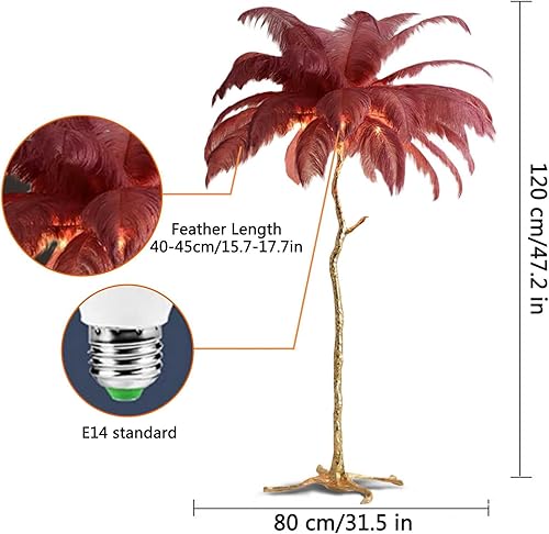 Miniatura 4 de DMUNIZ Elegantes lámparas de pie, modernas lámparas de pie de plumas de avestruz de lujo, lámpara de pie nórdica con tres colores regulables,