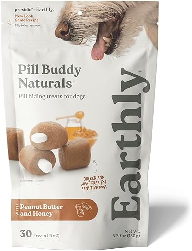 Earthly Pill Buddy Naturals PB & Honey Receta píldora oculta golosinas para perros Haz un bolsillo o bolsa perfecta para ocultar píldoras para