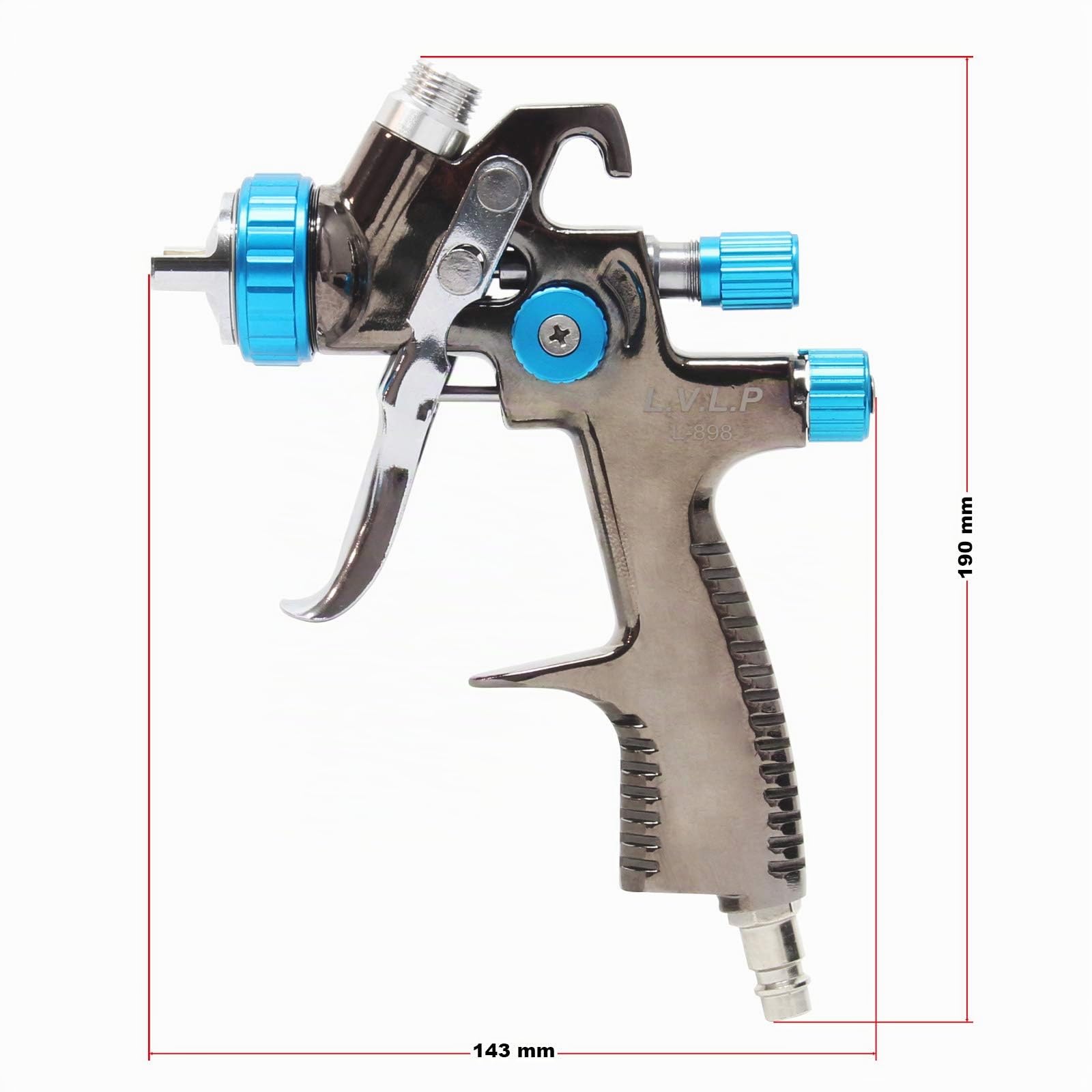 XPOtool LVLP Lackierpistole, 1,4 mm Düse, 500 ml Kunststoff Becher, 100 mm Strahlbreite, Spritzpistole Sprühpistole Airbrushpistole